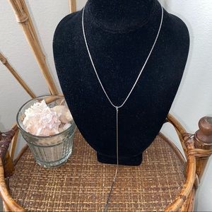 CC Silver Tone Lariat Drop Pendant Long Necklace